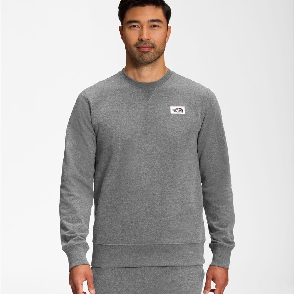 The North Face Men’s Size XS Heritage Patch Crew Sweatshirt Gray Pullover Fleece